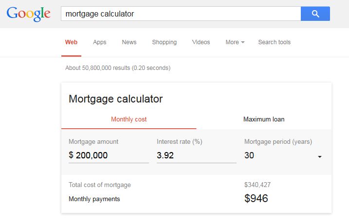 Google Mortgage Calculator - 1