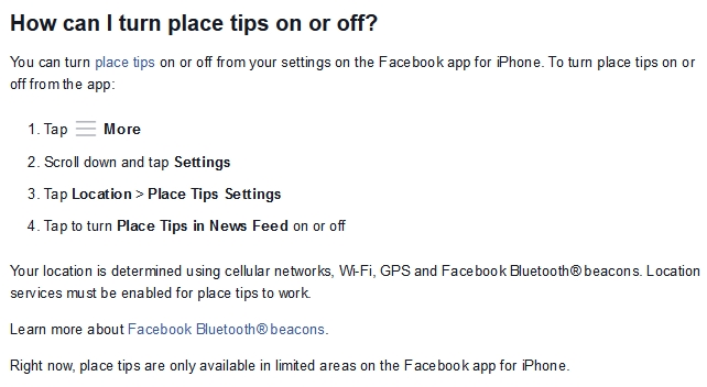 How to turn off Facebook Place Tips