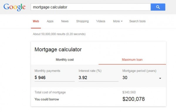 New Mortgage Calculator on Google