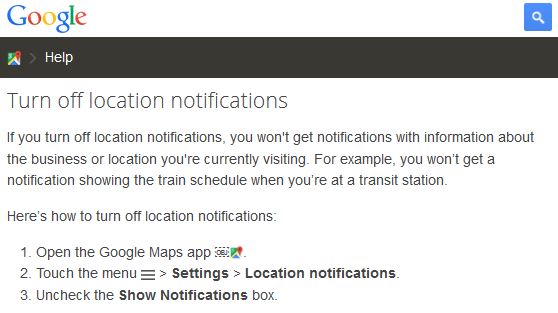How to turn off location notifications