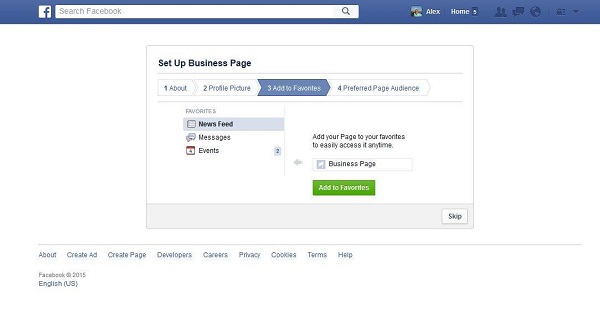 Facebook Business Page Favorites