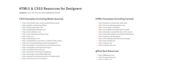 HTML5 & CSS3 Resources for Designers