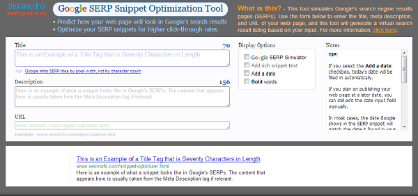 Google SERP Snippet Tool